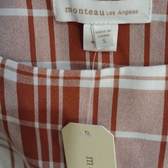New Monteau Los Angeles Tiered Women’s Dress Red Plaid Size Small - Picture 6 of 7